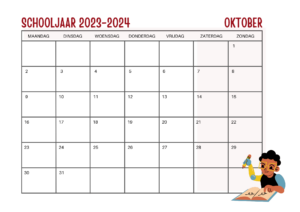 maandkalender jaarkalender 2023-2024 oktober